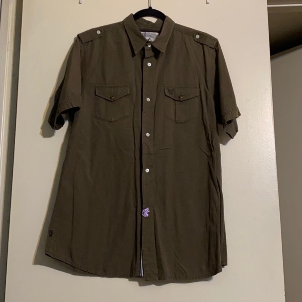 Company 81 army green button down shirt
